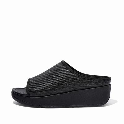 Fitflop Women's IMOGEN Woven Slides Sandals - Black, PH0732489